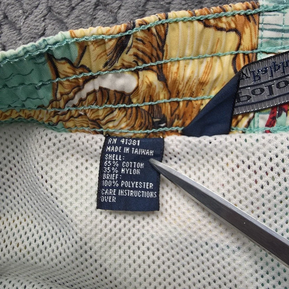 Polo Ralph Lauren Mens Swim Trunks Lined Elephant Print Size XL Tropical Pockets